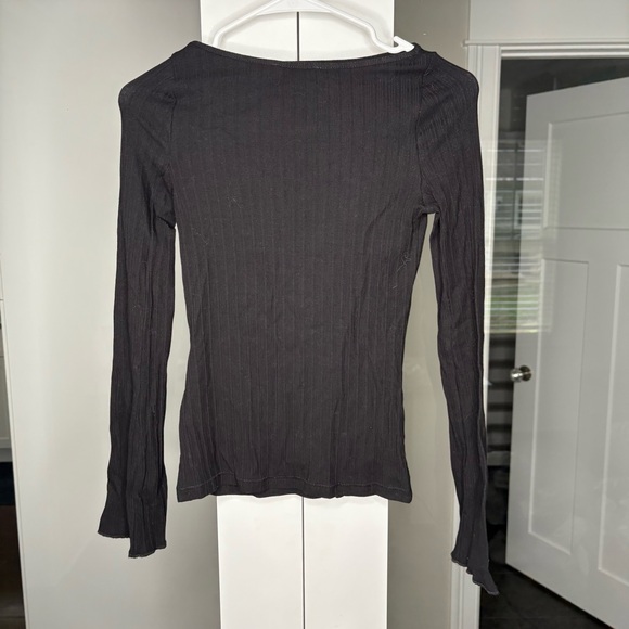 NWT Madewell Ribbed Long-Sleeve Boatneck Top Jet Black - Picture 3 of 5
